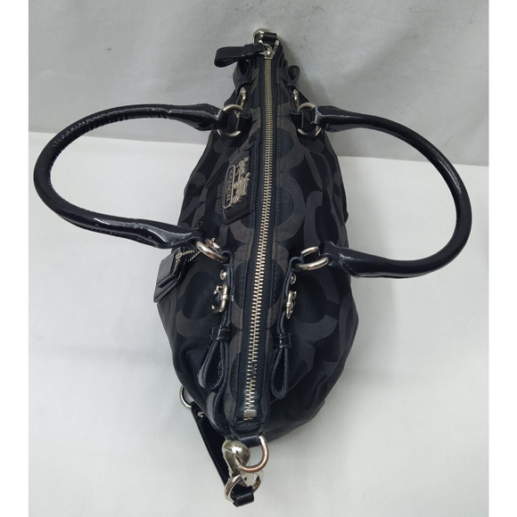 Coach Madison Signature Black Canvas Leather Zip Top Handle Satchel - Picture 6 of 16